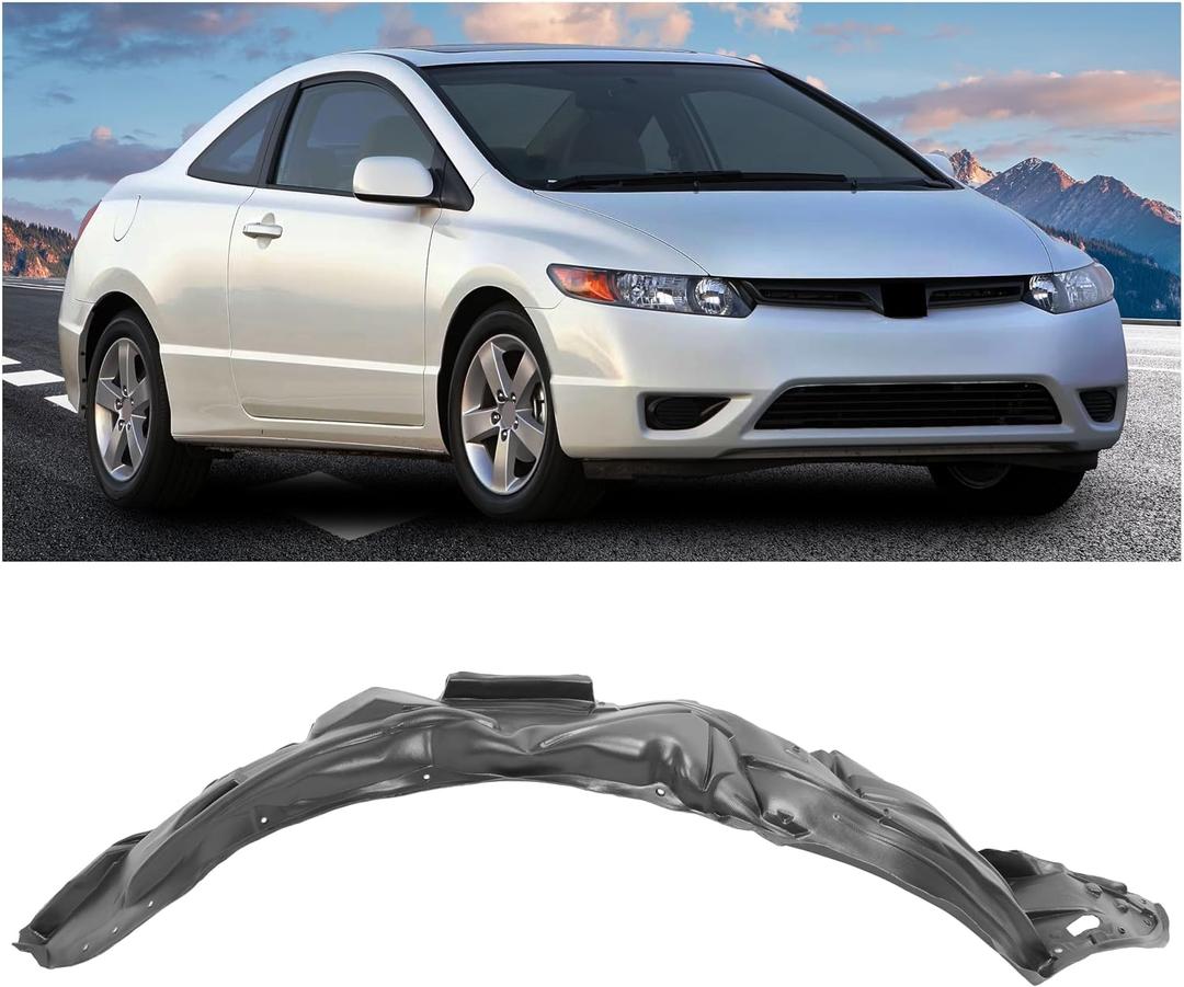 HECASA Front Inner Fender Liner Compatible with 2006-2011 Honda Civic Coupe 2-Door Replacement for HO1251106 74101SVAA00 - Right Passenger Side