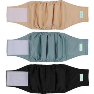wegreeco Washable Male Dog Belly Band (Stylish Pattern)- Pack of 3 - Washable Male Dog Belly Wrap, Dog Diapers Male - Black, Blue, Coffee, (X-Small), (9" to 11")