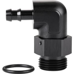 12AN -12 ORB Male to 3/8 Hose Barb 90 Degree Fitting Adapter Aluminum Black