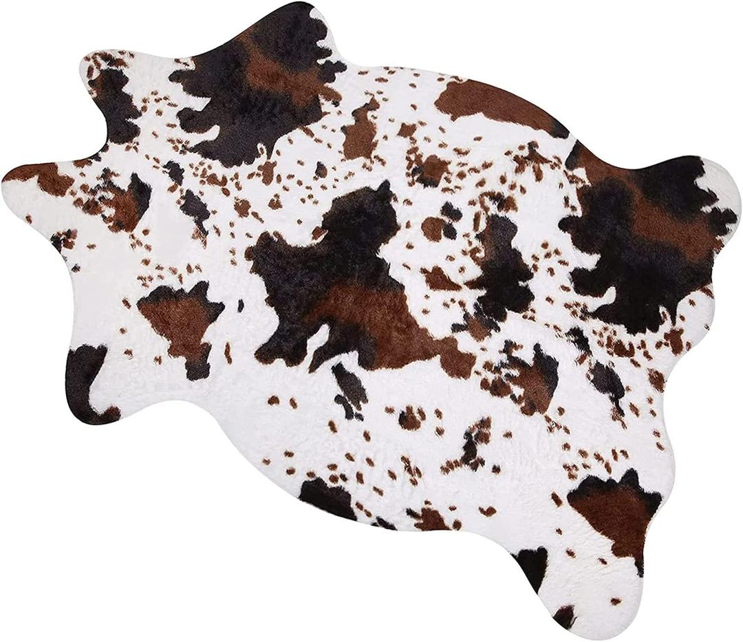 MACEVIA Cow Print Rug Faux Cowhide Rugs Cute Animal Area Carpet Western Decor for Living Room Bedroom with Anti-Slip Rubber Large Size 59" L x 47.2" W(4.9ft x 3.9ft)