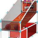 2 in 1 Kids Arcade Basketball Hoop &Soccer Goal,LED Lights Electronic Scoreboard, Adjustable Height Basketball Game Set,Indoor Outdoor Sport Toys Gift Toddlers Boys Girls Ages 3-12 Home Party