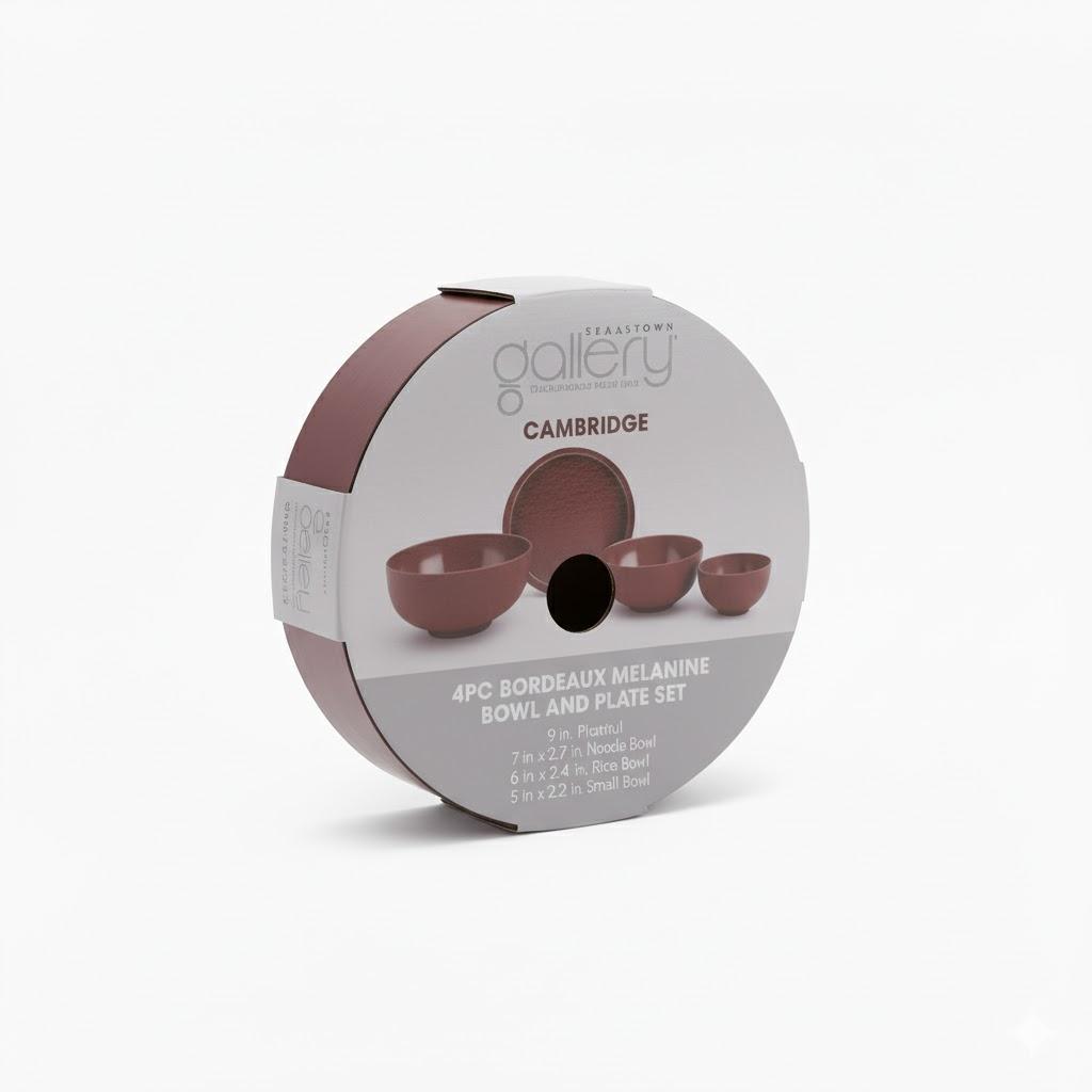 CAMBRIDGE Pack Of 4 Bordeaux Melamine Bowl And Plate Set Red