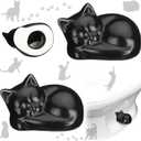 Wonderjune 2 Pack Toilet Bolt Caps Decorative Cat Toilet Bolt Screw Cover Caps Ceramic Cute Bathroom Decor Fun Themed Gadgets Replacement Parts(Black)