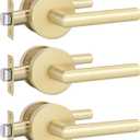 goldenwarm Gold Closet Door Handles Interior, Brushed Brass Interior Passage Door Handles, Heavy Duty Zinc Alloy Brushed Gold Door Lever for Hall and Closet (3 Pack)
