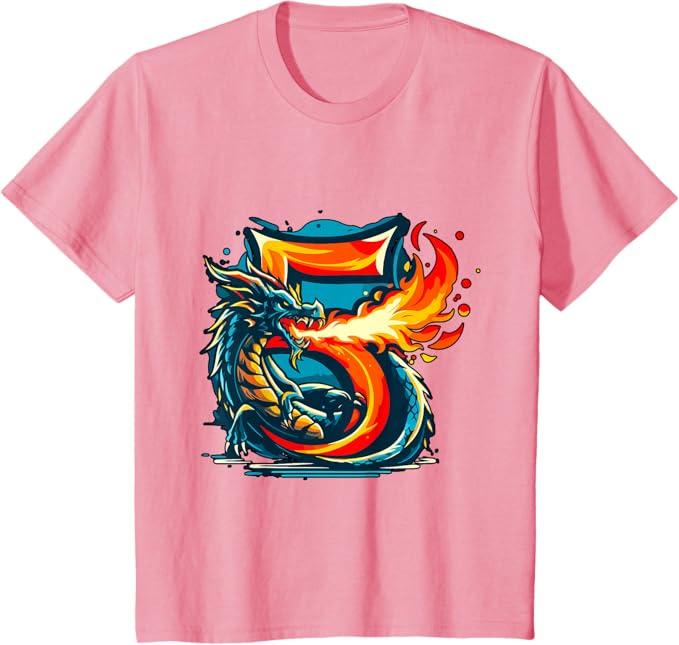 Turning 5 Years Old Birthday Boy Dragon 5th Bday Girl T-Shirt, 2T