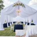 10 Panels 5x20ft White Ceiling Drapes for Weddings, Wrinkle Free Thick Polyester 20 ft Extra Long Ceiling Curtains Canopy Tent Draping Fabric Arch Drapery for Birthday Big Party Events Decor