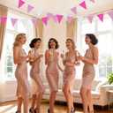 G2PLUS Pink and White Gingham Fabric Bunting Banner, 32Ft Cotton Burlap Triangle Garland for Mother’s Day, Wedding, Birthday, Carnival, Picnic, BBQ & Outdoor Events