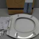 Round Toilet Seat Slow Quiet Close Seat Cover Fit Standard Round Toilet White Toilet Seat with Metal Inserts Easy to Install, Non-slip Seat with Rubber Bumpers Provides Comfort Relieves Pressure Point