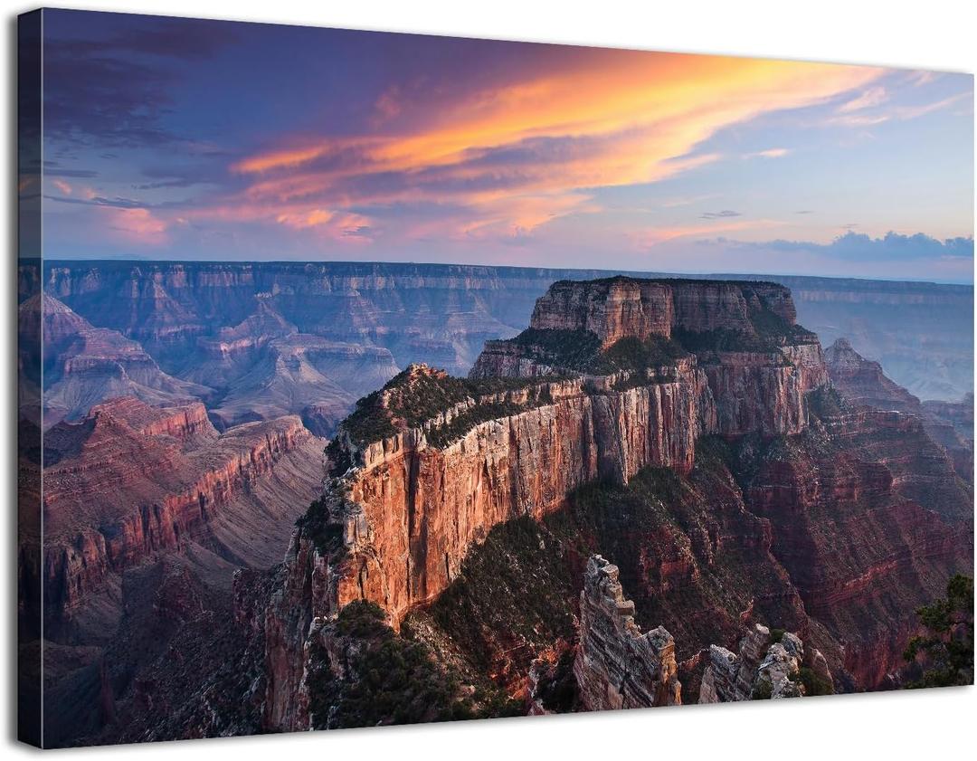 Mountain Wall Art Grand Canyon National Park Poster Nature Sunset Arizona Landscape Wall Decor Western Desert Scenery Painting Southwest Artwork for Living Room Bedroom Office Home Decoration 16x24"