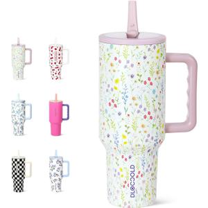 DLOCCOLD 40 oz Tumbler with Handle & Flip Straw, Car Cup Holder Friendly, Leak Resistant Water Bottle, Reusable Insulated Modern Stainless Steel Tumbler, Gifts for Women & Men