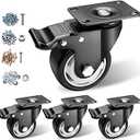 Caster Wheels - 3 Inch Casters Set of 8 Heavy Duty, BOSGEOT Locking Industrial Caster with 360 Degree No Noise Polyurethane Wheels, Swivel Plate Casters with Brake - Pack of 8
