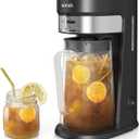 wirsh Iced Tea Maker with 3QT Pitcher, Iced Coffee Maker with Strength Control and Reusable Filter, Perfect For Iced Coffee, Latte, Tea, Lemonade, Flavored Water, Black