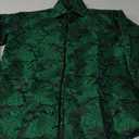 DiBanGu Silk Paisley Dress Shirts for Men Long Sleeve Button Down Shirt Casual Regular Fit Mens Shirts Wedding Party (Small, Emerald Green Paisley)