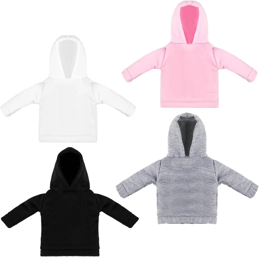 Bencailor 4 Pcs Doll Clothes Winter Sweater Hoodie Accessories Cute Hoodie Clothing Set(Black, Pink, White, Gray,18 Inch Doll)