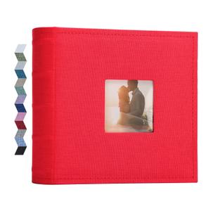 Cherrich Small Photo Album 4x6 100 Pockets with Writing Space Linen Cover Picture Book Holds 4x6 Photos for Wedding, Baby, Family, Graduation, Red 