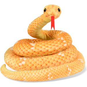 Snake Plush, Stuffed Snake Animal, 71 in Large Toy Snakes for Kids, Giant Stuffed Animals Snake, Lifelike Plush Snake for Birthday Present Party Prank Prop (Yellow)