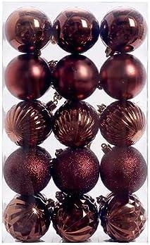 SYALEO 24pcs Christmas Ball Ornaments 60mm/2.36" Xmas Tree Decoration Pendant 5 Style Christmas Baubles Shatterproof Holiday Party Hanging Balls