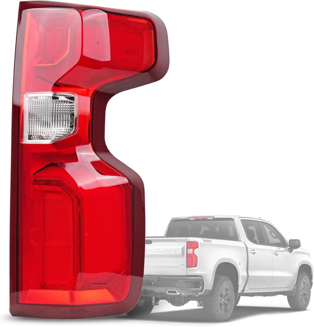 Passenger Side LED Tail Light Assembly Compatible With 2019-2024 Chevy Silverado 1500, LED Style Right Rear Brake Lamp, with Bulb Harness, Replaces# 84678150 GM2801311