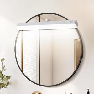 Benature Rechargeable LED Vanity Mirror Light - Dimmable 6500K Makeup Light with Timer, 360 Adjustable Angle, Wireless Cordless Suction Stick-On Installation for Bathroom, Portable Vanity Lighting
