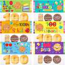 Tioncy 48 Set 100th Days of School Treat Bag Toppers and Cards Set Happy 100th Days School Self Adhesive Goodies Baking Wrapping Bags with Greeting Card for Kids Funny Project DIY Exchange Card Gifts