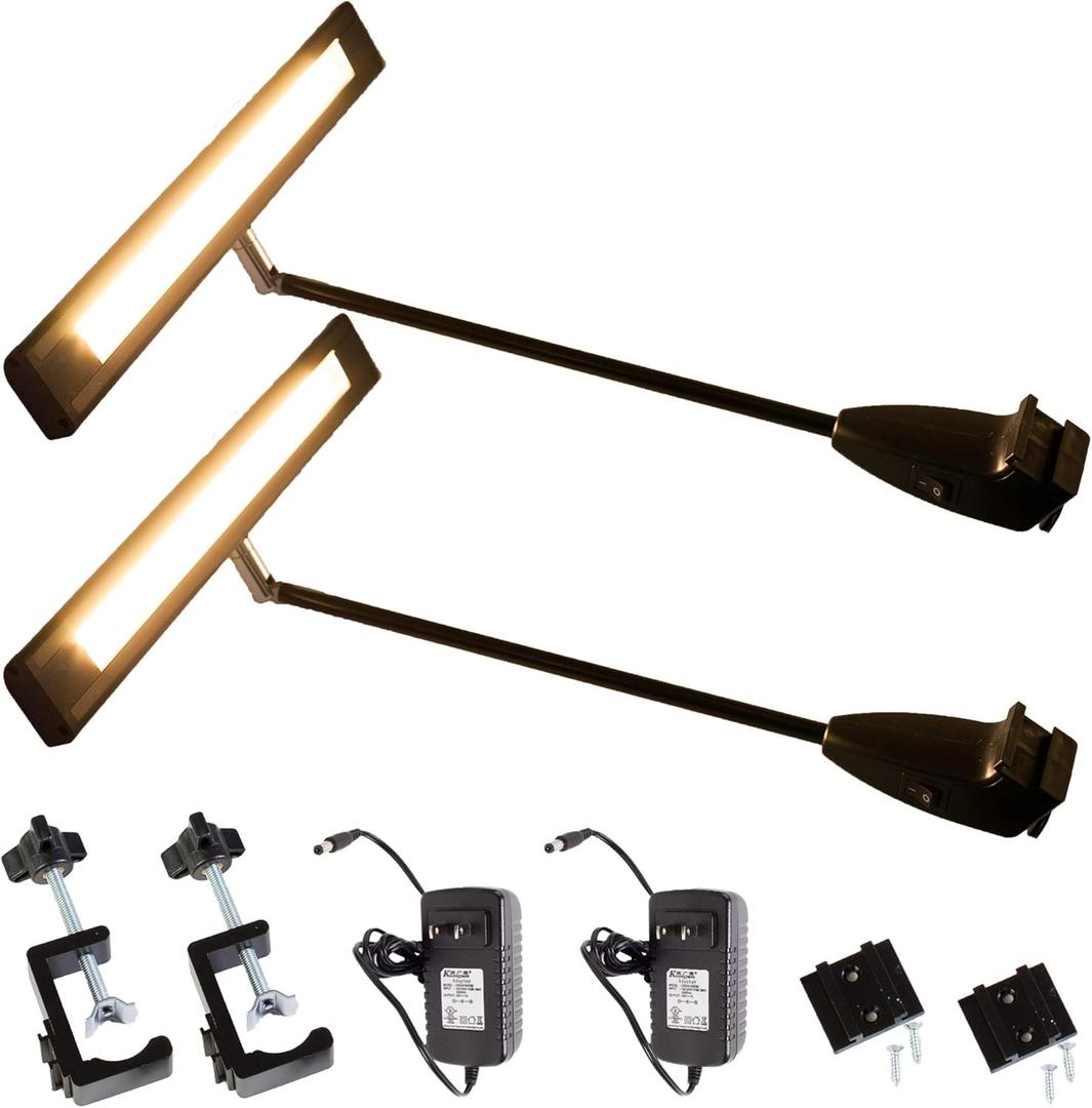 Trade Show LED Light, 2 Packs 24v Warm White 3000k Exhibit Display Lighting for Popup Booth, Back Drop Panel, Halogen Replacement, Includes UL Power Supply & Mounting C-Clamp Hardware