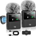 Mini Wireless Lavalier Microphone for iPhone, iPad, Android Phone, Noise Reduction Plug and Play Magnetic Clip on Lapel Mic for Video Recording Podcast Vlogging
