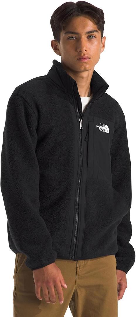 The North Face Boys' Yumiori Full Zip Jacket - Lightweight Fleece Coat, Open Hand Pockets, 2 Embroidered Logos, TNF Black, Large