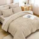 Andency Bed in a Bag King Khaki- 7 Pieces King Size Comforter Set Bedding Comforter Sets, Tufted Lightweight Fluffy Bed Set with Comforter, Sheets, Pillowcases & Shams for All Season Khaki, King (104"x90")