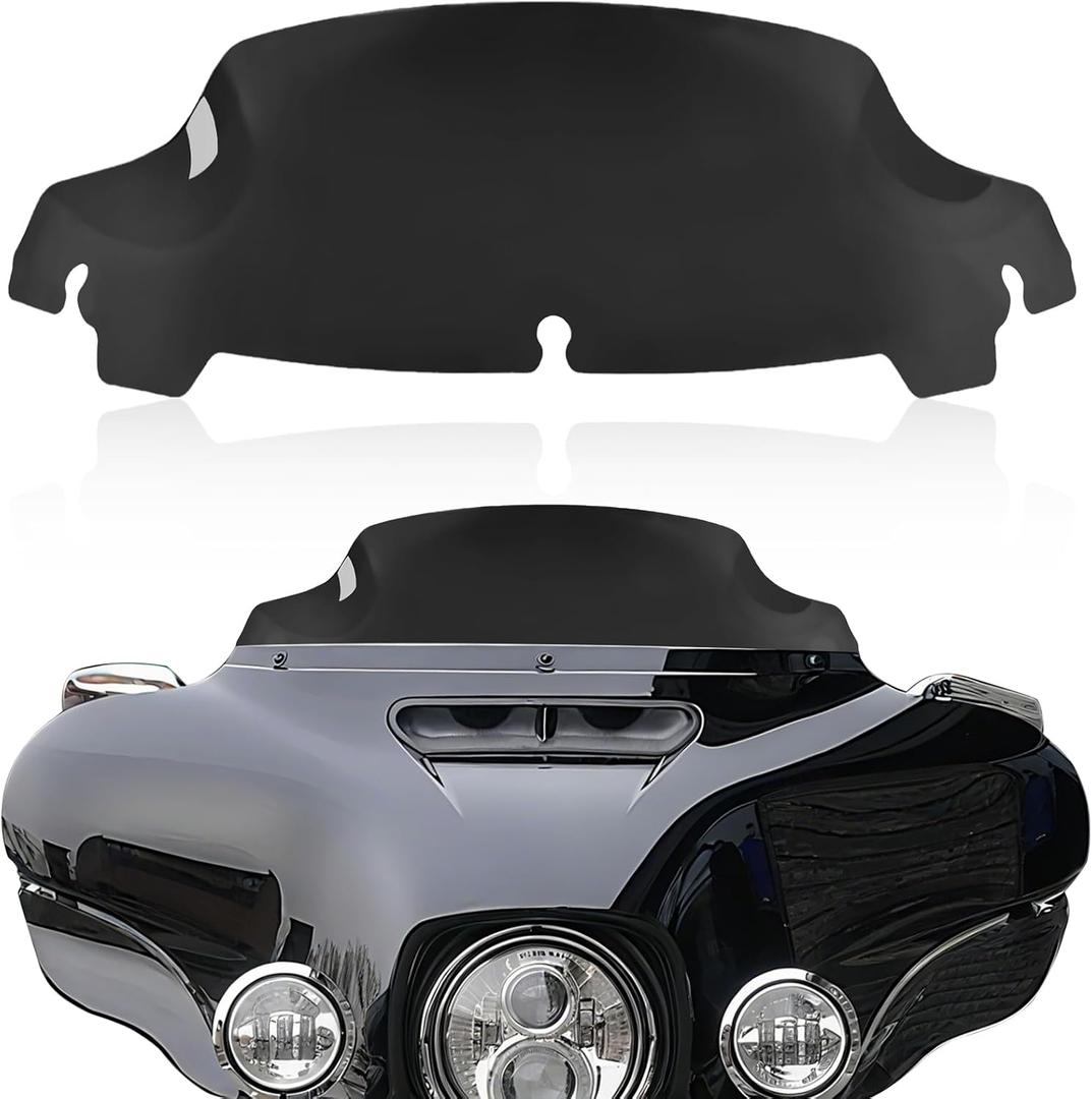 Black 7 Motorcycle Wave Windshield Windscreen Compatible for Harley 2014-2024 Harley Davidson Touring Street Glide/Electra Glide/Ultra Limited/Tri Glide FLHT FLHX FLHXS FLHTK