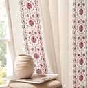 jinchan Boho Curtains for Bedroom Red Vintage Floral Farmhouse Curtains 84 Inches Long Linen Blend Drapes for Living Room Embroidered Light Filtering Drapes Rod Pocket Red on Beige 2 Panels (Floral| Burgundy Red on Beige)