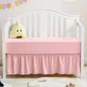 Horbaunal 2 Pack Crib Skirt & Crib Bed Sheet Set, Pink Crib Bed Skirt 28" x 52" with 14" Drop Dust Ruffle, Soft Microfiber Toddler Bedskirt Nursery Crib Bedding Skirt for Baby Girls and Boys