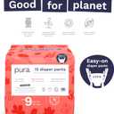 Pura Hypoallergenic Diaper Pants Size 9 (48+ lbs) Overnight, up to 12 Hours Leak Protection, Suitable for Sensitive Skin, Totally Chlorine Free, Soft Organic Cotton, 3 Packs of 15 (45 Pull Up Pants)