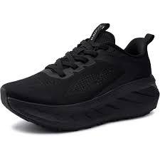 Joomra Women's Wide Running Shoes for Female Size 8w Width Breathable Gym Soft Platform Cushioning Fashion Walking Tennis Sneakers All Black 38.5