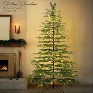Christmas Tree - Christmas Decorations - 9 Ft Pre-Lit Twinkle Artificial Christmas Cypress Tree with 430 LED Lights- Xmas Holiday Decor for Indoor Home Party Living Room Office Decoration