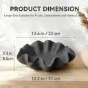 Scalloped Decorative Bowl Home Decor - 12.6" Modern Handicraft Large Shell Ruffle Decorative Fruit Bowl for Kitchen Counter, Chic Key Tray for Entryway Table, Starry Black