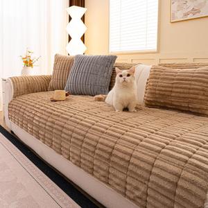 Washable Pet-Friendly Couch Covers for Dogs Fuzzy Pet Sofa Covers Dog Couch Blankets and Cushion Covers for Sofa (1pc/28"x 28"/Armrest or Backrest Cover, Coffee)