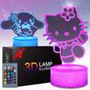 sunduck Pink Kitty Acrylic Night Light with Corded Control- Dreamy Girls Room Decor, Perfect Birthday/Christmas Gift for Kids, Unique Holiday Present (Kitty2PC)