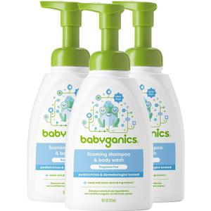 Babyganics Baby Shampoo + Body Wash Pump Bottle, Fragrance Free, 16oz, 3 Pack