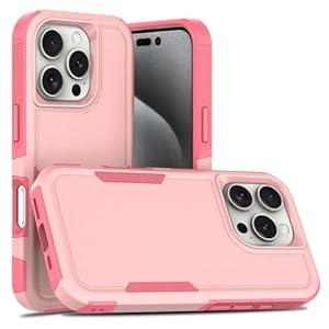 WOGROO for iPhone 16 Pro Case 6.3 inch, Shockproof, Strong and Durable Phone Protective Case, Pink