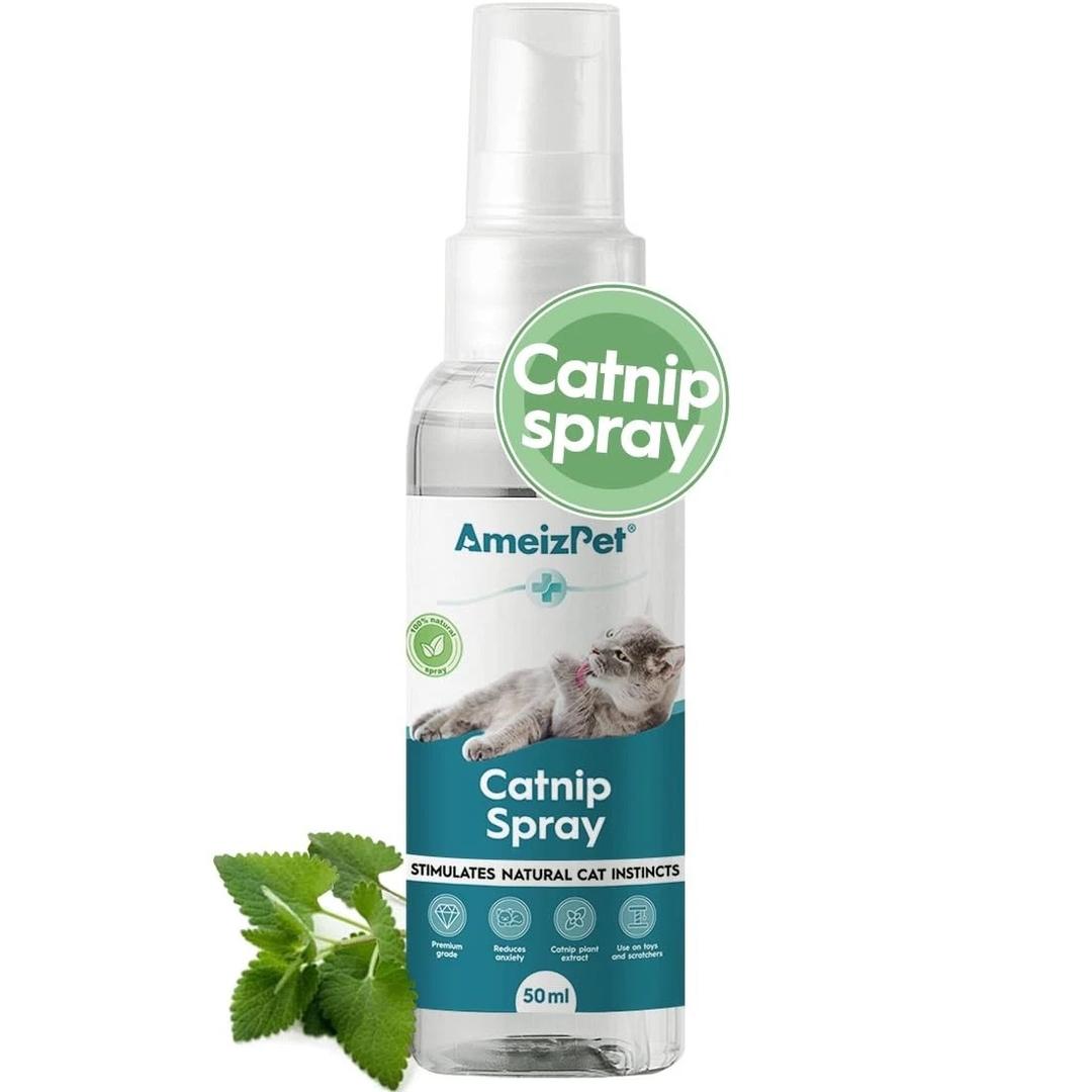 AmeizPet Catnip Spray for Cats, Cat Scratching Sprays, Transparent Cat & Kitten Behaviour Spray 50 ml (1.69 Oz), Pack of 4