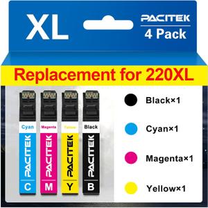 Remanufactured for 220XL Ink Cartridge Replacement for Epson 220 XL Cartridges for Epson Printer WF-2760 WF-2750 WF-2660 WF-2650 WF-2630 XP-424 XP-420 XP-320 (Black Cyan Magenta Yellow 4 Pack)
