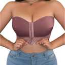 MakeMeChic Women's Plus Size Strapless Bras Front Closure Half Push Up Bra Bandeau Wireless Bralette for Large Bust XXL