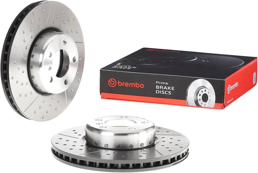 Brembo 09.C398.13 Composite two piece UV Coated Pillar Vented drilled + Slotted Front Brake Rotor BMW/BMW (BRILLIANCE) OE# 34106797602