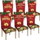 Ganeen 6 Pcs Christmas Chair Covers Merry Christmas Chair Back Cover Stretch Christmas Seat Cover Washable Xmas Dining Chair Protector Slipcover for Dining Room Kitchen Holiday Party(Novelty Style)