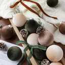 Syhood 38 Pcs Christmas Velvet Ornaments Decor Kit 3.15'' 18 Pcs Christmas Tree Ornaments Balls 18 Vintage Velvet Bows 5.5 Yard Ribbon for Xmas Tree Hanging Decorations, Green and Brown