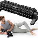 RUNWE Foam Roller with Stand - Bracket Foam Roller for Back Pain, 21 inch Trigger Point Deep Tissue Massage Roller, Medium Density Grid Bracket Foam Rollers, Leg Roller for Muscles Deep Tissue (Black)