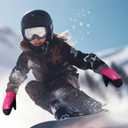 INPAKO Kids Ski Gloves Waterproof Winter Snow Gloves for Boys Girls Cold Weather Windproof Warm Mittens for Snowboard Sport Outdoor (4-6 years old, Rose Red)