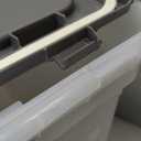 IRIS USA Dog Food Storage Container 50 lbs, with Removable Rolling Wheels & Included Scoop, for Dog Cat Bird and Other Pets, Food Storage Bin, Keep Fresh, Made in USA, Clear/Dark Gray