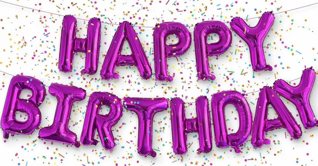 HOUSE OF PARTY Happy Birthday Balloon - 16 inch | Hot Pink Mylar Capital Foil Birthday Balloons Banner, Pink Party Decorations for Girls, Women