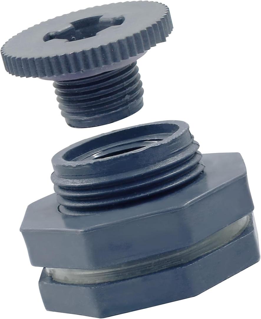 1/2 Inch Pvc Bulkhead Fitting with Plugs NPT1/2 Female Thread Water Tank Connector for Rain Barrels, Aquariums and Ponds